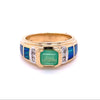 0,76CT kolumbianischer Smaragd und eingelegter Opal 14k Gelbgold Ring