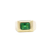 3 Carat Emerald-Cut Emerald Mens Ring in 18K Gold