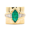5 Carat Marquise Emerald & Baguette Diamond Channel 18K Gold Vintage Ring