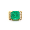 Bague pour homme en émeraude colombienne de 13 carats certifiée GIA en or 18K avec diamants taille princesse