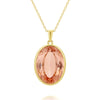 GIA Certified 176 Carat Oval Orangy Pink Morganite Bezel Pendant Necklace