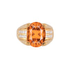 Bague en grenat spessartite mandarine orange de 13,5 carats taille ovale certifiée GIA