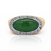 Jadeite Jade Bezel Set & Diamond Pavé in 14K Gold Nugget Ring