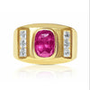 Mens 2.70 Carat Cushion Cut Ruby Ring in 14K Gold