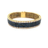 Bracelet de tennis en cluster de saphir bleu taillé en carré et diamants