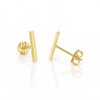 Thin 14K Gold Bar 10mm Stud Earrings On Push Backs