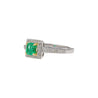 0.61 Carat Emerald & Diamond Square Shape Ring in 14K White Gold Size 6.5