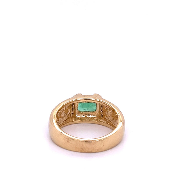 0.76CT Colombian Emerald and Inlaid Opal 14k Yellow Gold Ring