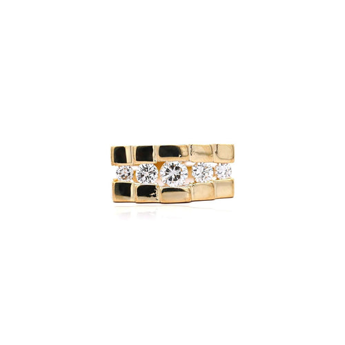 SI1SI2 Channel Set Diamond in 14K Yellow Gold Statement Ring