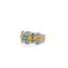 1 Carat Square Cut Emerald and Diamond Platinum & 18K Gold Ribbed Ring