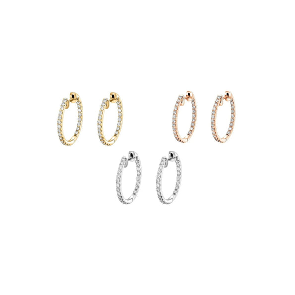 1 Carat TW Diamond Eternity Inside Out 18mm Hoop Earrings