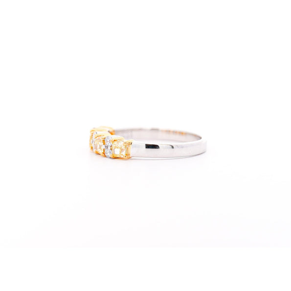 1 Carat TW Natural Cushion Fancy Yellow Diamond 5-Stone Band