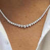 10-30 Carat Total Diamond 14K White Gold Graduating Riviera Tennis Necklace