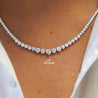 10-30 Carat Total Diamond 14K White Gold Graduating Riviera Tennis Necklace