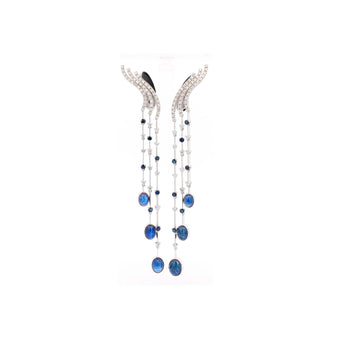 10 Carat Blue Sapphire & Diamond Dangle Drop Ear Climb Chandelier Earrings – Assay Jewelers