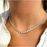 10 Carat Natural Diamond Graduated Tennis Necklace 18K White Gold 16.5 Inches