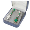 10 Carat Natural Emerald and Diamond Mirrored Drop Earrings in 18K Gold