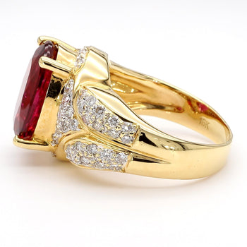 10 Carat Rubellite Tourmaline Diamond 18K Gold Vintage Cocktail Ring – Assay Jewelers