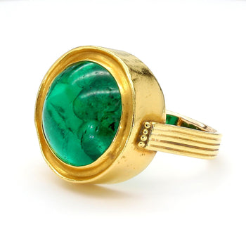 10 carat Colombian Emerald AGL Certified Egyptian Revival 14K Gold Ring – Assay Jewelers