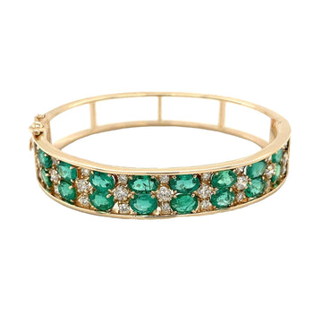 Bracelet jonc 2 rangs en or 14 carats, émeraude et diamant de 10 carats – Assay Jewelers