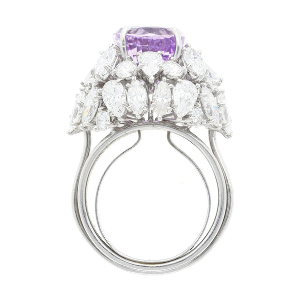 10.35 Carat Purple Sapphire No Heat Ceylon and Diamond Cluster Ring