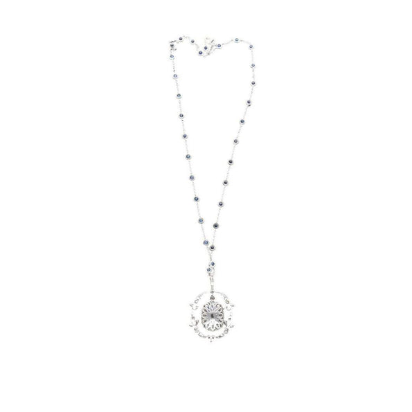 10.36 Carat Oval Cut No Heat Sri Lanka Blue Sapphire Drop Pendant Necklace