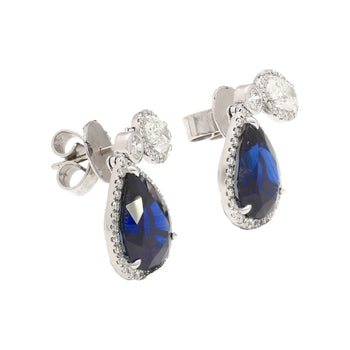 10.38 Carat Blue Sapphire and Diamond 18K White Gold Drop Earrings – Assay Jewelers