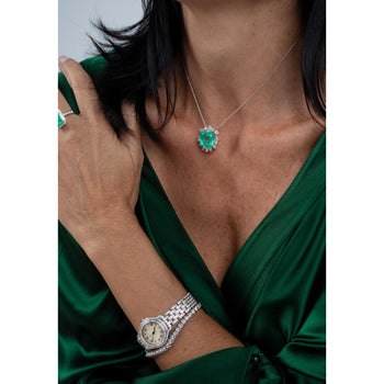 11.54 carat Colombian Emerald and Baguette Diamond Pendant in Platinum – Assay Jewelers