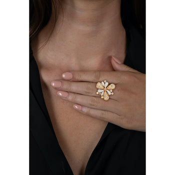 11.9 Carat Pink and White Diamond Pendant Necklace and Ring Flower Motif Jewelry Set in 18K Rose & White Gold – Assay Jewelers