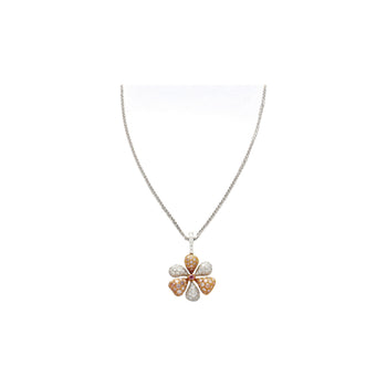 11.9 Carat Pink and White Diamond Pendant Necklace and Ring Flower Motif Jewelry Set in 18K Rose & White Gold – Assay Jewelers
