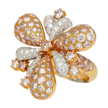 11.9 Carat Pink and White Diamond Pendant Necklace and Ring Flower Motif Jewelry Set in 18K Rose & White Gold – Assay Jewelers