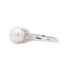 11mm White Cultured Pearl and Round Cut Diamonds in Filigree Platinum Ring