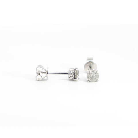 1/2 Carat Natural Diamond 4-Prong Basket Stud Earrings In 14K White Gold