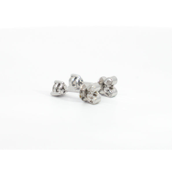 1/3 Carat Natural Diamond 3-Prong Stud Earrings 4mm in 14K White Gold