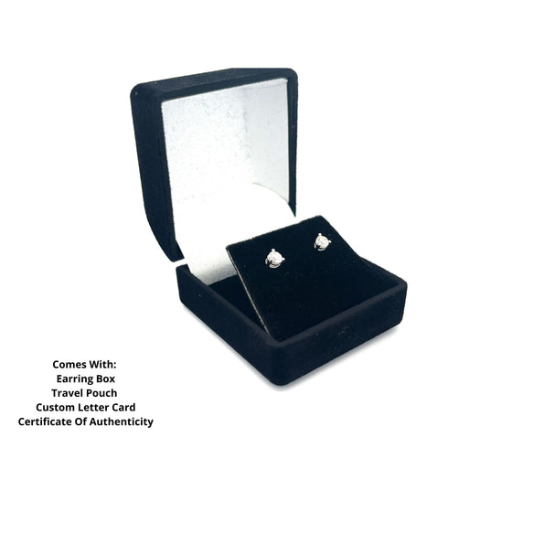 1/3 Carat Natural Diamond 3-Prong Stud Earrings 4mm in 14K White Gold