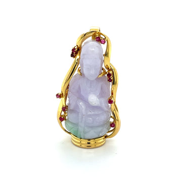 14K Gold Carved Lavender Jade Buddha Pendant Necklace – Assay Jewelers