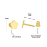 14K Gold Clover Screw Back Stud Earrings 4mm- 6mm