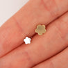14K Gold Clover Screw Back Stud Earrings 4mm- 6mm