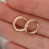 14K Gold Diamond Cut 13mm Huggie Hoop Earrings