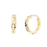 14K Gold Diamond Cut 13mm Huggie Hoop Earrings