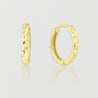 14K Gold Diamond Cut 13mm Huggie Hoop Earrings