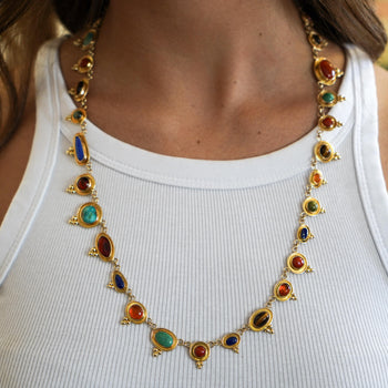 14K Gold Multi-Gemstone 24 Inch Necklace Cats-Eye – Assay Jewelers