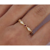 14K Gold Ruby and Diamond Bezel Stack Band 3MM Wavy Ring