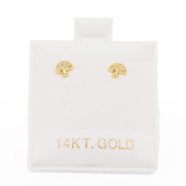 14K Gold Tree of Life Stud Earrings On Screw Backs