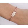 14K Rose Gold ID Tag Round Diamond Pave Cable Link Chain Bracelet