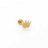 14K Solid Gold Crown Cartilage Single Stud Earring