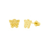 14K Solid Yellow Gold Dainty Butterfly Stud Earrings Screw Back Closure