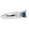 14K White Gold 1.56 Carat Oval Blue Sapphire and Invisible Cluster Diamond Ring