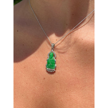 14K White Gold Carved Jade Buddha and Diamond Pendant Necklace – Assay Jewelers