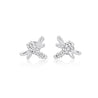 14K White Gold Dragonfly Stud Earrings | Emerald, Ruby, Diamond